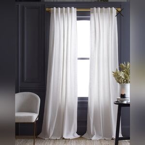 Quince 100% Cotton White Slub Light Filtering Curtains, 48" x 84"- 2 Panels.(E2)